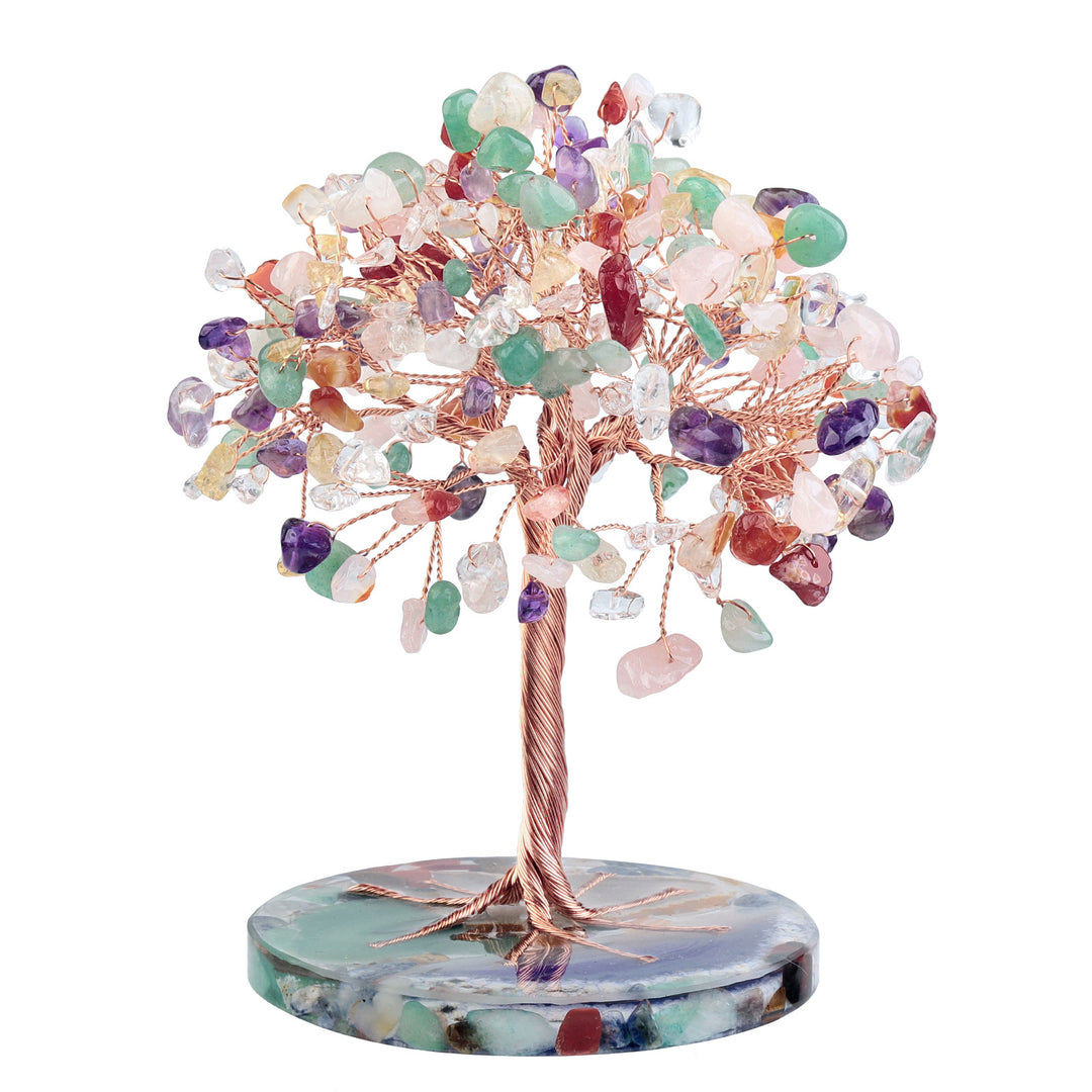 Olivenorma Agata rotonda Pezzo Base Cristallo curativo Feng Shui Albero 
