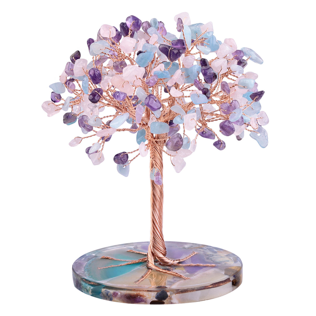 Olivenorma Agata rotonda Pezzo Base Cristallo curativo Feng Shui Albero 