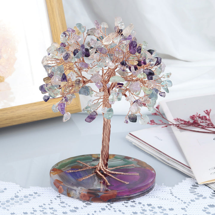 Olivenorma Agata rotonda Pezzo Base Cristallo curativo Feng Shui Albero 