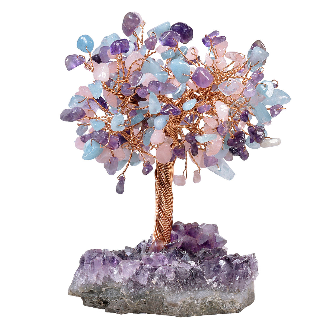 Olivenorma Fiore di Ametista Naturale Base Irregolare Albero Feng Shui 