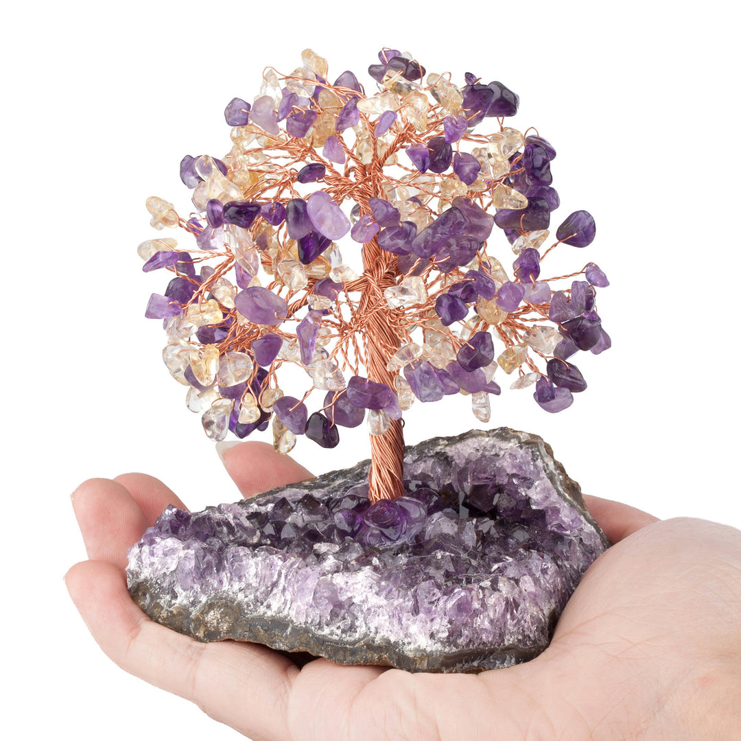 Olivenorma Fiore di Ametista Naturale Base Irregolare Albero Feng Shui 