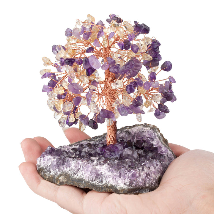 Olivenorma Fiore di Ametista Naturale Base Irregolare Albero Feng Shui 