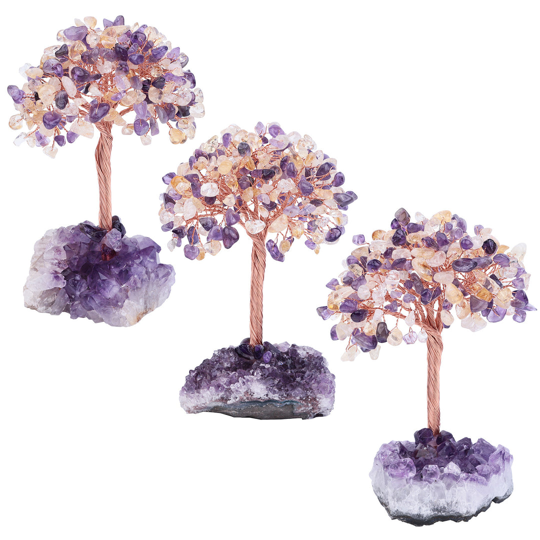 Olivenorma Fiore di Ametista Naturale Base Irregolare Albero Feng Shui 