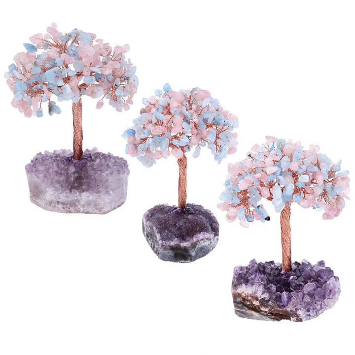 Olivenorma Fiore di Ametista Naturale Base Irregolare Albero Feng Shui 