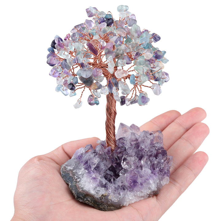 Olivenorma Fiore di Ametista Naturale Base Irregolare Albero Feng Shui 