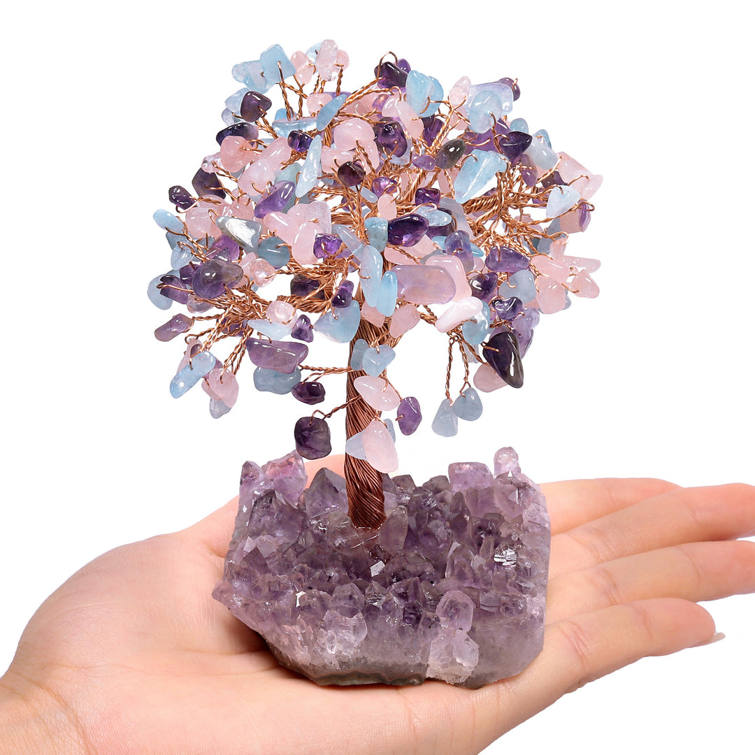 Olivenorma Fiore di Ametista Naturale Base Irregolare Albero Feng Shui 