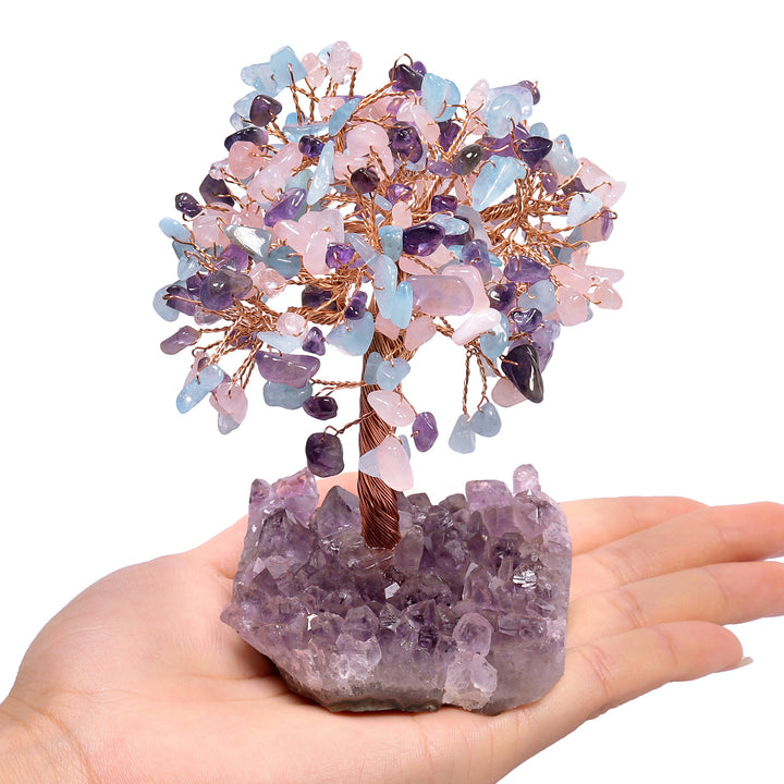 Olivenorma Fiore di Ametista Naturale Base Irregolare Albero Feng Shui 