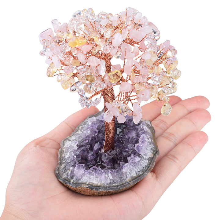 Olivenorma Fiore di Ametista Naturale Base Irregolare Albero Feng Shui 