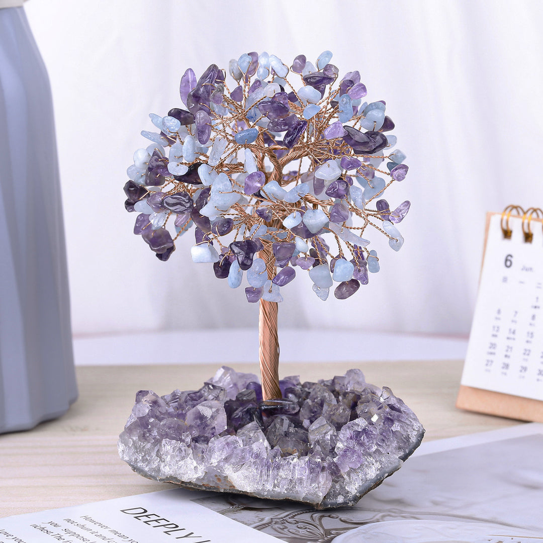 Olivenorma Fiore di Ametista Naturale Base Irregolare Albero Feng Shui 
