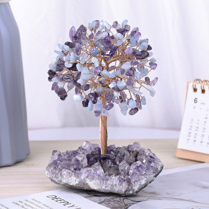 Olivenorma Fiore di Ametista Naturale Base Irregolare Albero Feng Shui 
