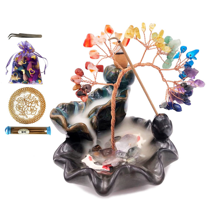Bruciatore di incenso Olivenorma Guarigione Chakra Feng Shui Albero 