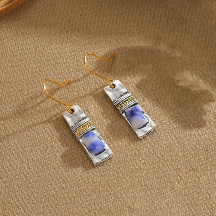 Olivenorma orecchini vintage Bohemian Blue Moonstone 