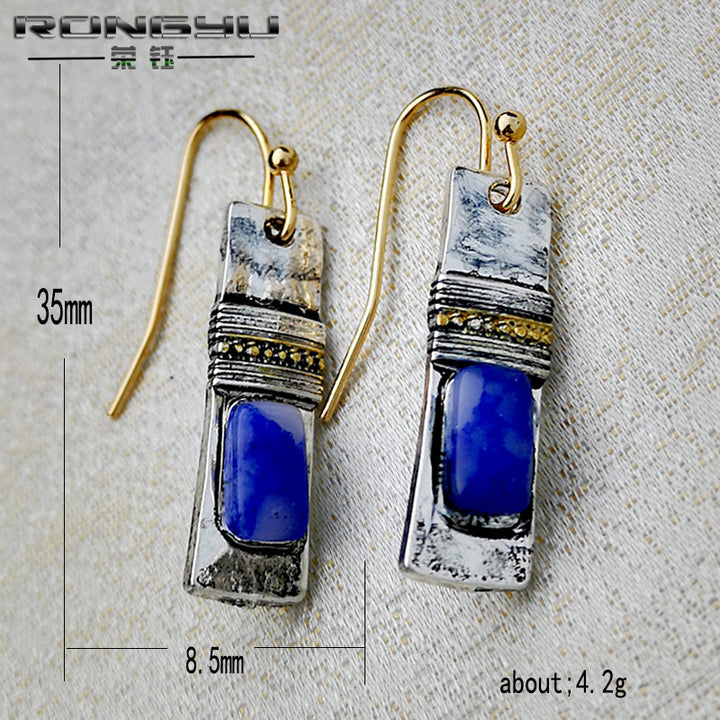Olivenorma orecchini vintage Bohemian Blue Moonstone 