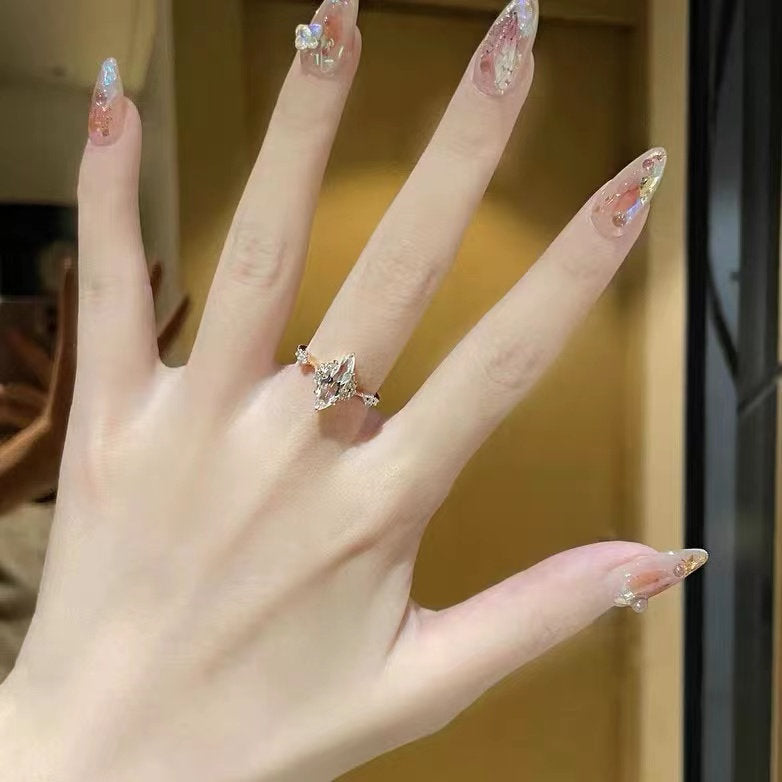 Anello di fidanzamento con diamante simulato in zircone bianco Olivenorma