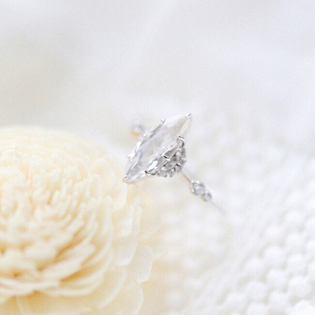 Anello di fidanzamento con diamante simulato in zircone bianco Olivenorma