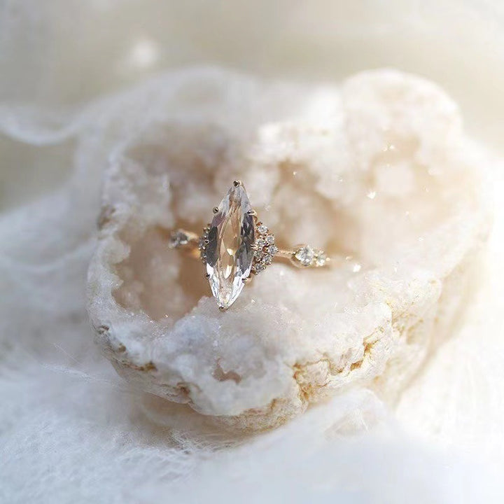 Anello di fidanzamento con diamante simulato in zircone bianco Olivenorma