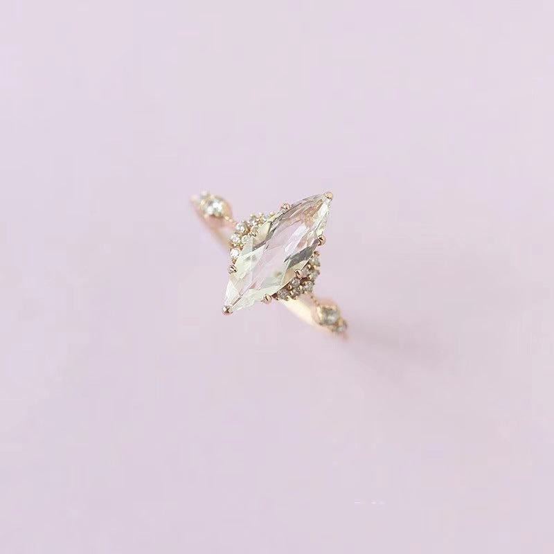 Anello di fidanzamento con diamante simulato in zircone bianco Olivenorma