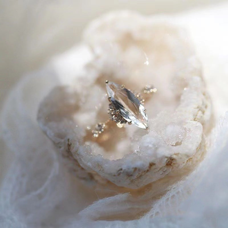 Anello di fidanzamento con diamante simulato in zircone bianco Olivenorma