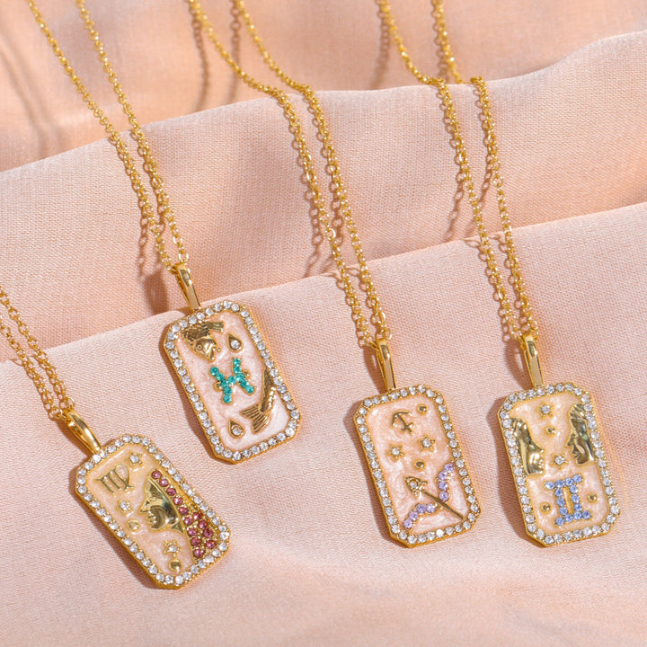 Collana con tarocchi Olivenorma e zirconi zodiacali