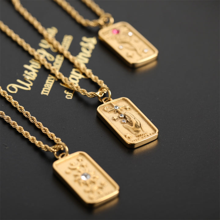 Collana con tarocchi quadrati in acciaio al titanio Olivenorma