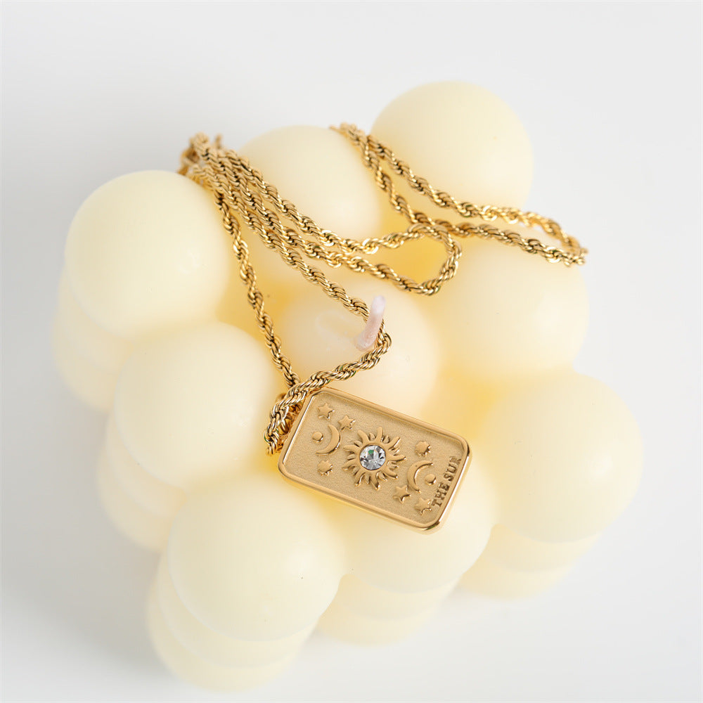 Collana con tarocchi quadrati in acciaio al titanio Olivenorma