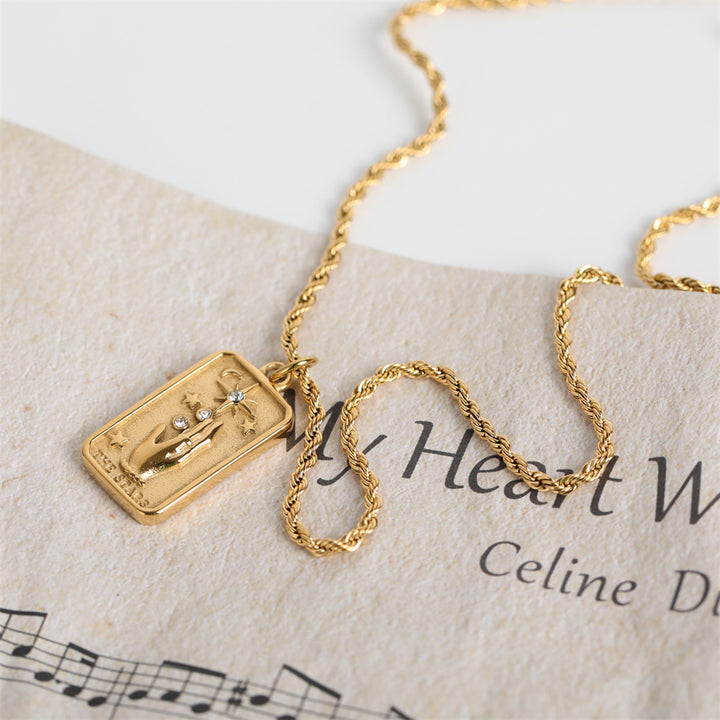 Collana con tarocchi quadrati in acciaio al titanio Olivenorma