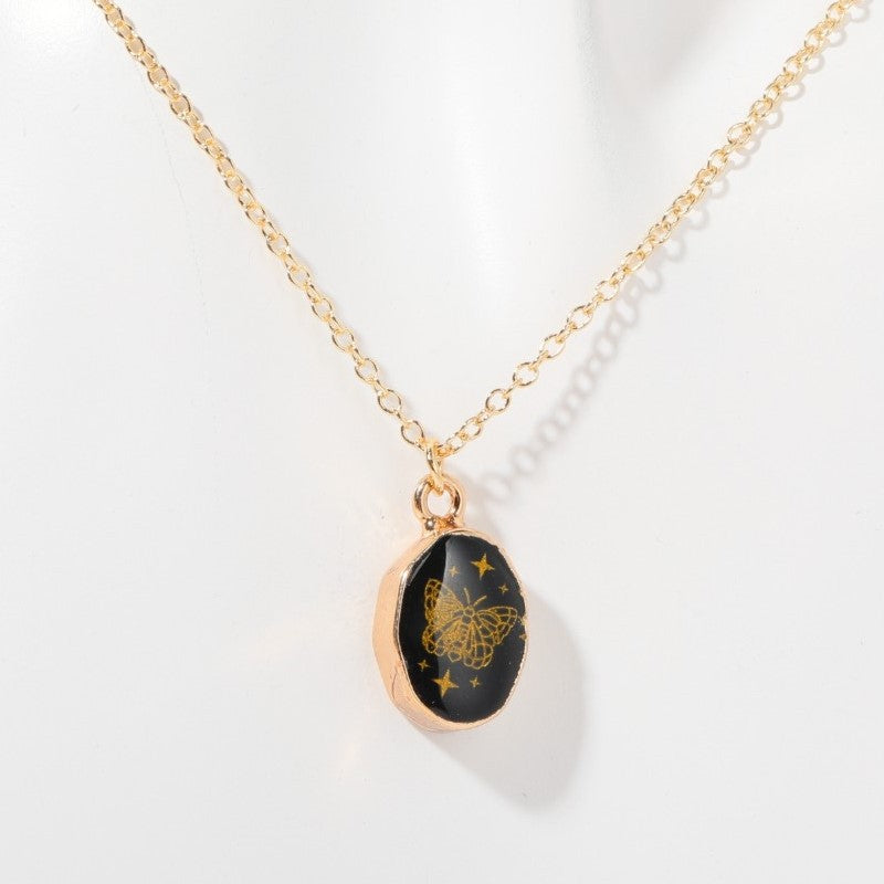 Collana con farfalla, stella e luna in pietra naturale Olivenorma