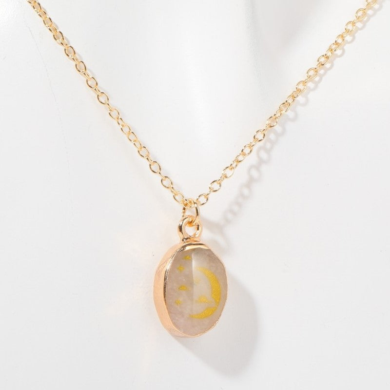 Collana con farfalla, stella e luna in pietra naturale Olivenorma