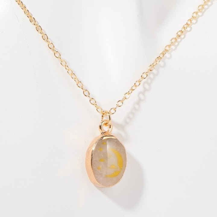 Collana con farfalla, stella e luna in pietra naturale Olivenorma