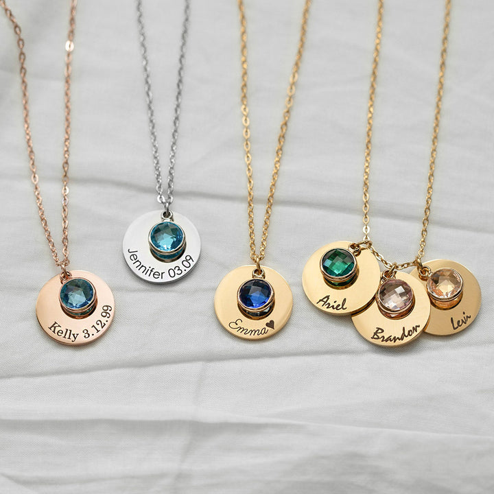 Collana rotonda con pietra portafortuna incisa Olivenorma