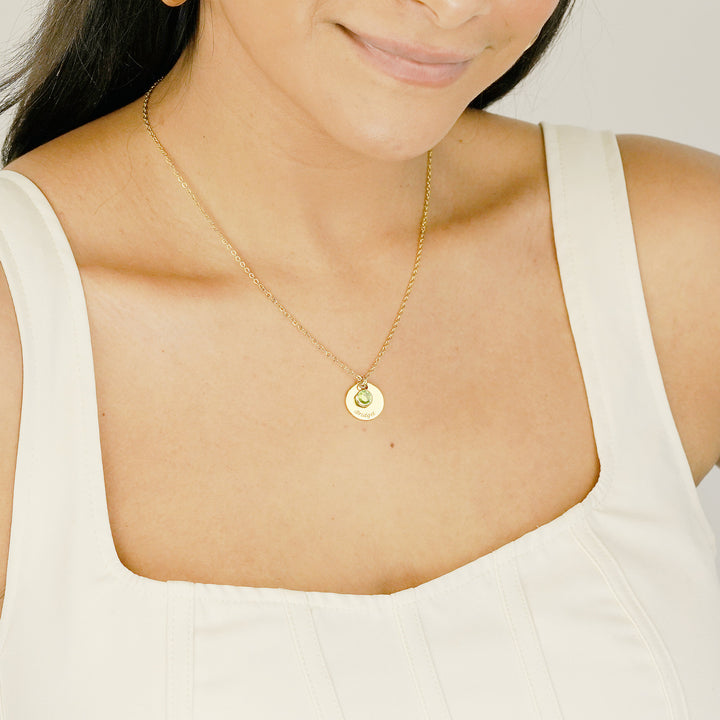 Collana rotonda con pietra portafortuna incisa Olivenorma
