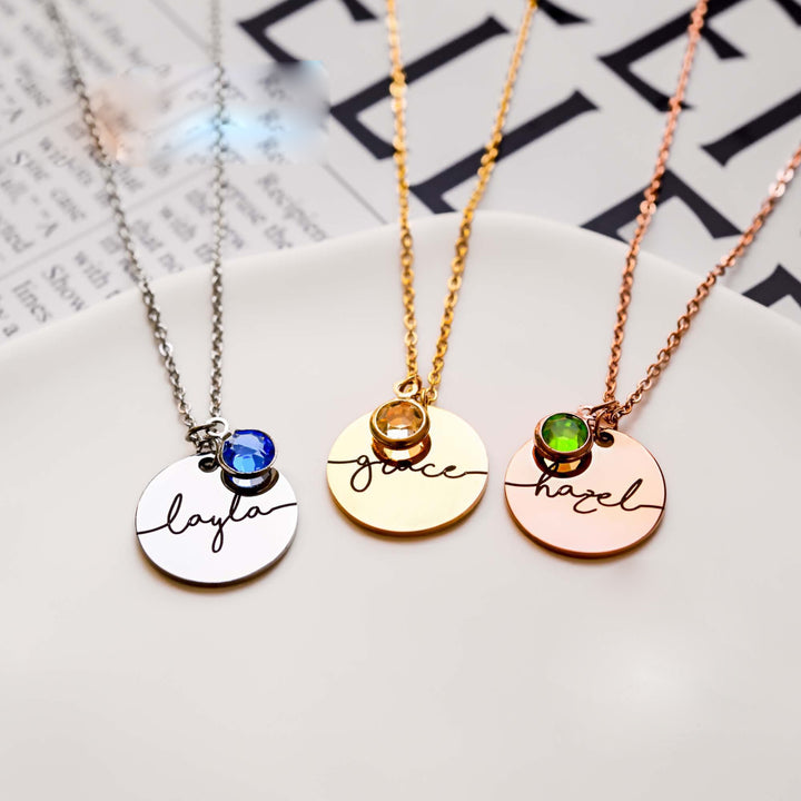 Collana rotonda con pietra portafortuna incisa Olivenorma