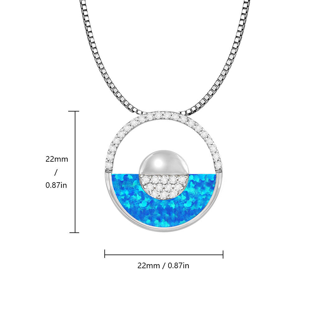 Collana con ciondolo rotondo in opale blu hawaiano Olivenorma