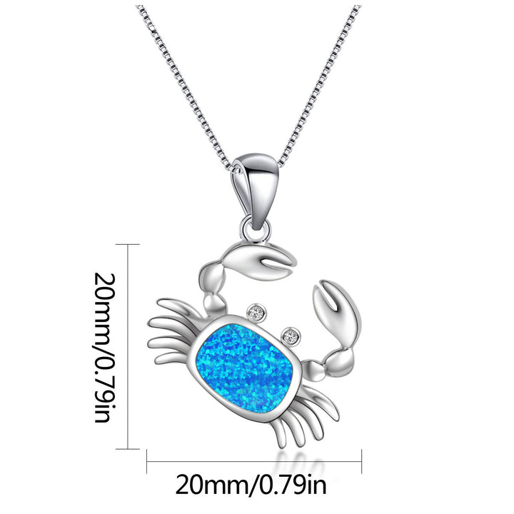 Collana con ciondolo a forma di granchio piccolo in blu opale Olivenorma