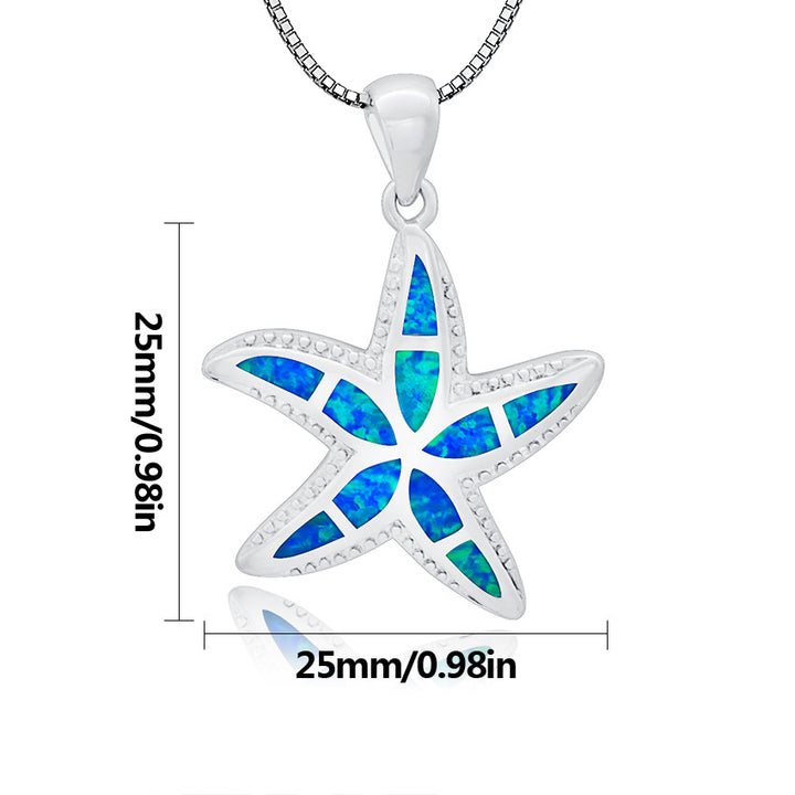 Collana con ciondolo stella marina in blu opale e bianco Olivenorma