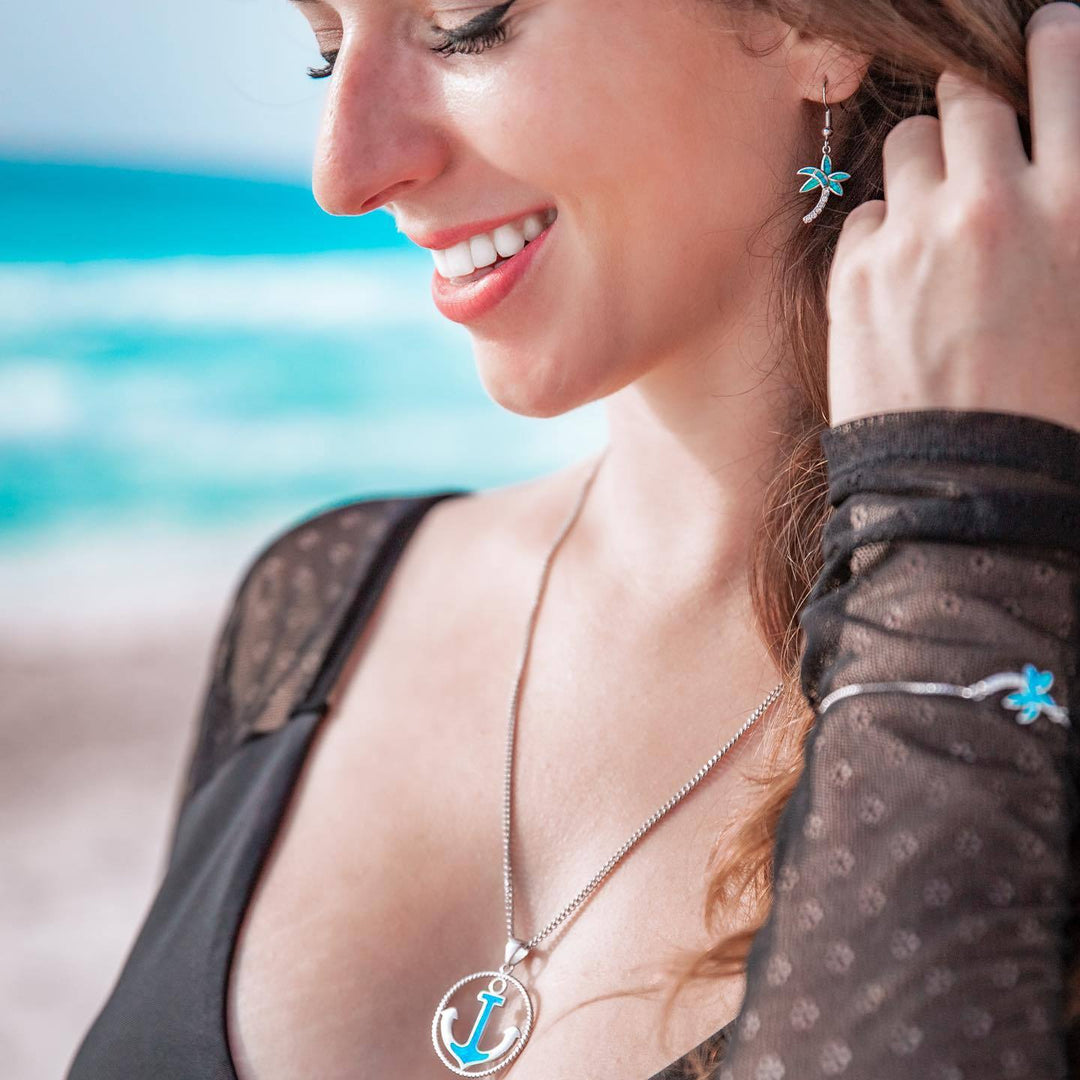 Collana con ciondolo ad ancora in blu opale Olivenorma