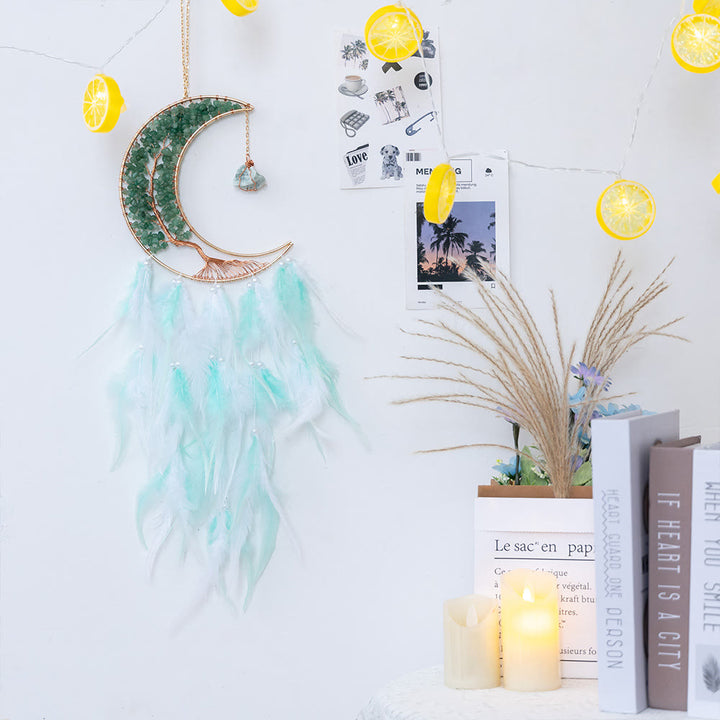 Olivenorma Ghiaia naturale intrecciata Albero della vita Luna Dream Catcher