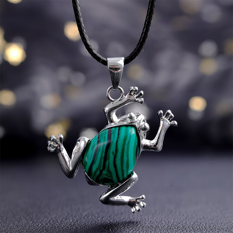 Collana di meditazione con rana in cristallo naturale Olivenorma