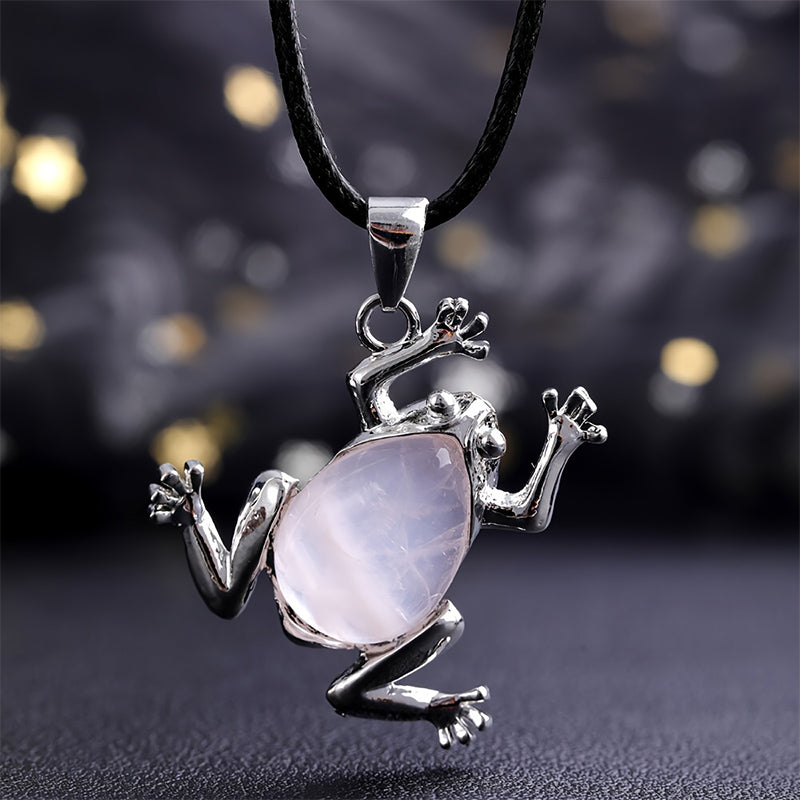 Collana di meditazione con rana in cristallo naturale Olivenorma