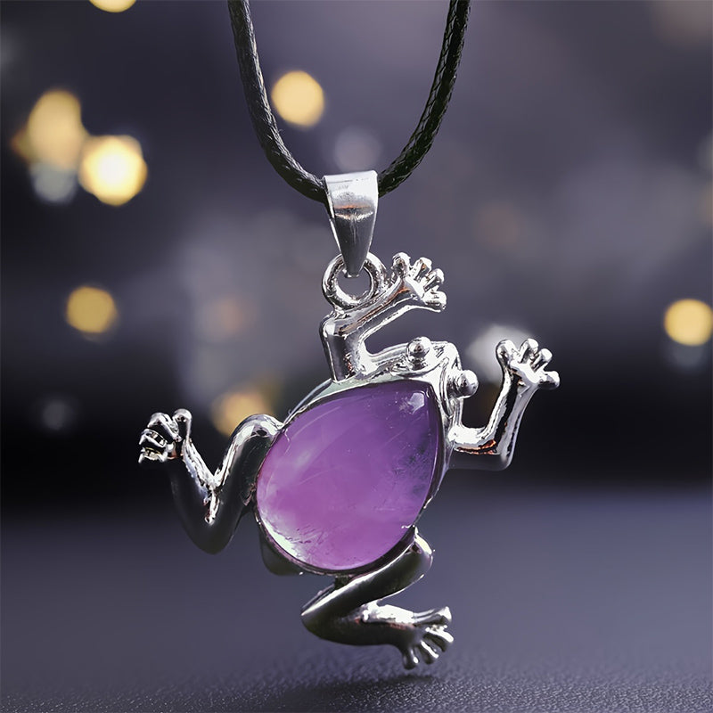 Collana di meditazione con rana in cristallo naturale Olivenorma