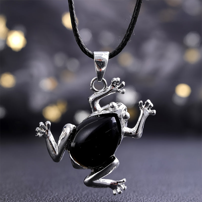 Collana di meditazione con rana in cristallo naturale Olivenorma