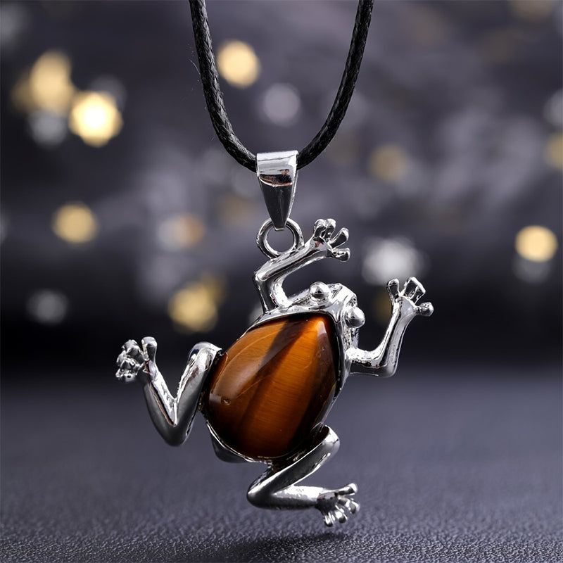 Collana di meditazione con rana in cristallo naturale Olivenorma