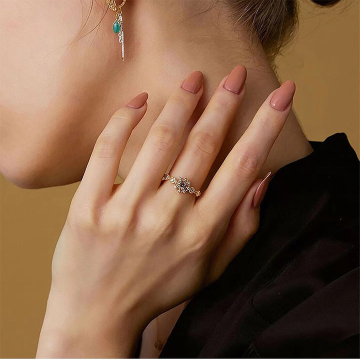 Olivenorma "Auto-guarigione" - Citrino con anello di neve in zircone 