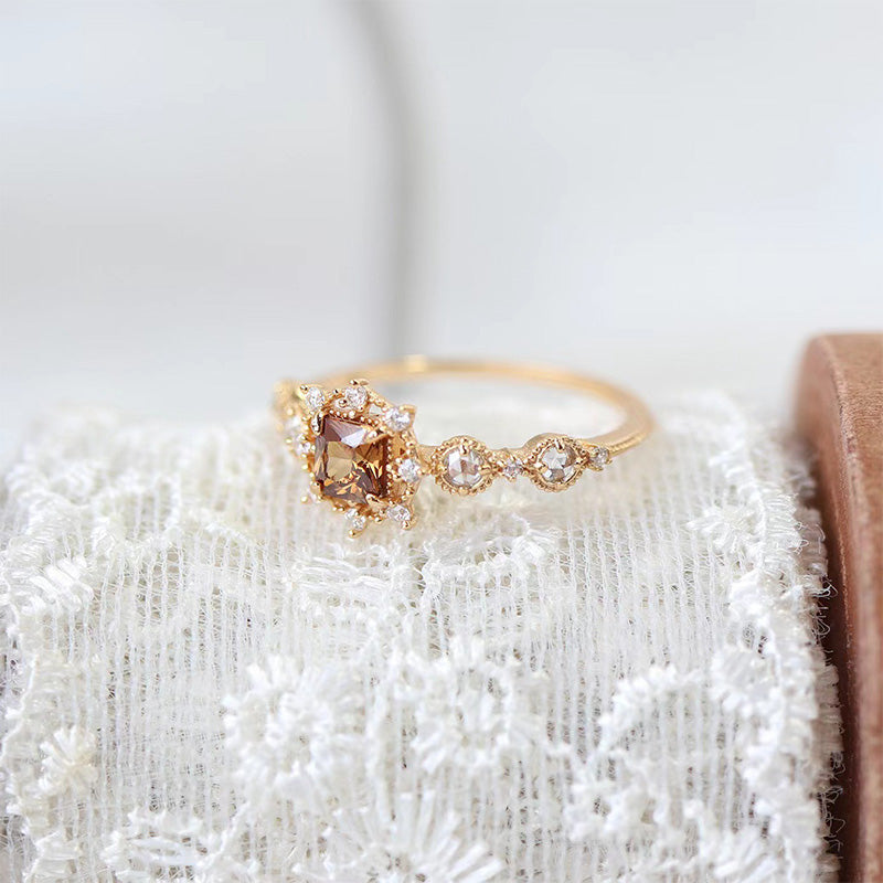 Olivenorma "Auto-guarigione" - Citrino con anello di neve in zircone 