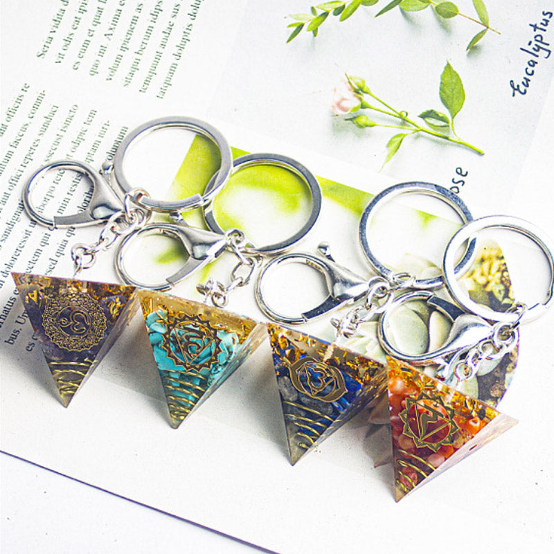 Olivenorma Chakra Healing Orgone Piramide Energia Ciondolo Portachiavi 