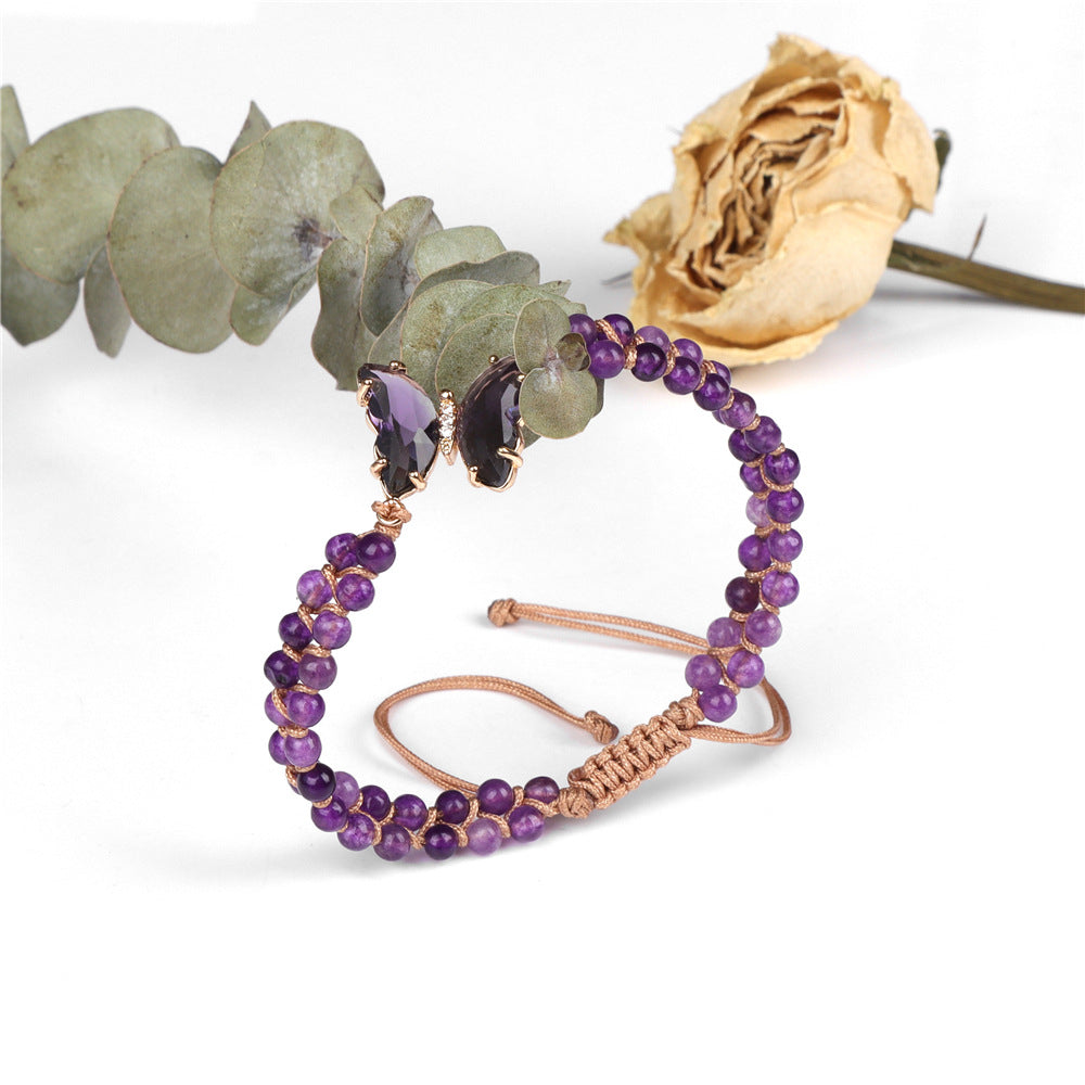 Braccialetto in corda intrecciata regolabile con farfalla di cristallo curativo Olivenorma - image 4