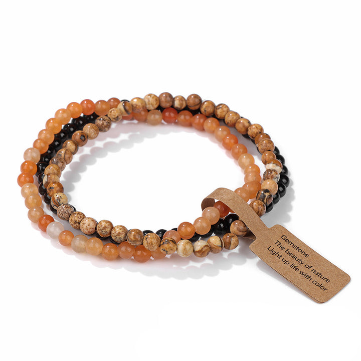 Bracciale Olivenorma 3 pezzi da 4 mm in perline di pietra naturale