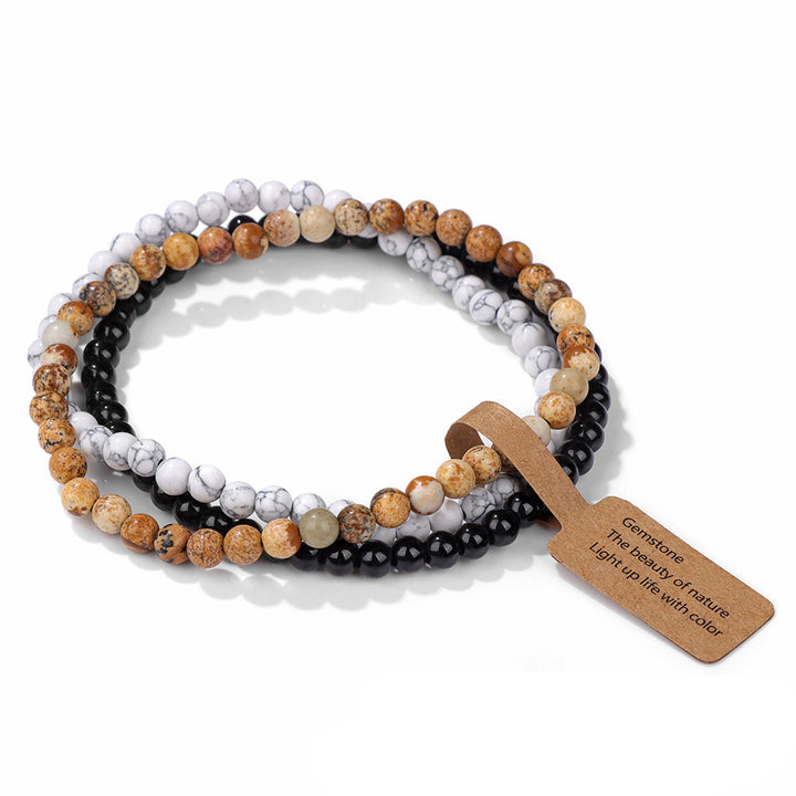 Bracciale Olivenorma 3 pezzi da 4 mm in perline di pietra naturale
