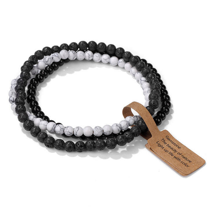 Bracciale Olivenorma 3 pezzi da 4 mm in perline di pietra naturale