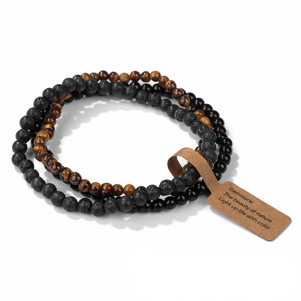 Bracciale Olivenorma 3 pezzi da 4 mm in perline di pietra naturale